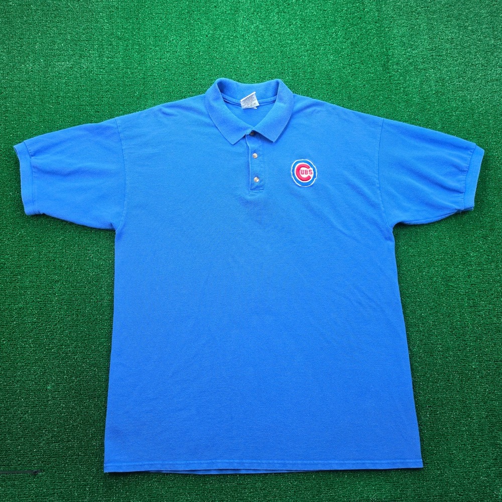 Vintage Chicago Cubs Dynasty Polo Shirt Mens XL Blue Short Sleeve MLB Baseball